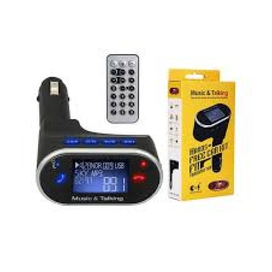 CARGADOR COM TRANSMISOR FM BLUETOOTH MOD.TFM360C MUSIC AND TALKING HAND FREE CAR KIT WIRELESS WITH MIC ORIGINAL